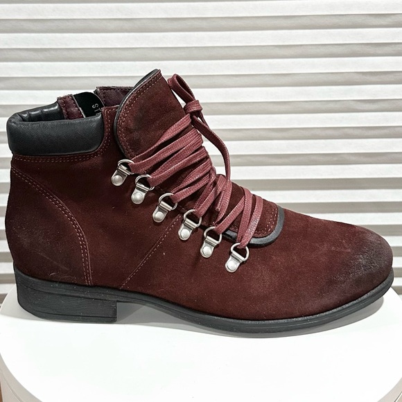 🌸MIZ MOOZ🌸 Steffy Leather Lace-Up Boots Burgundy Size: 41 - Picture 2 of 10